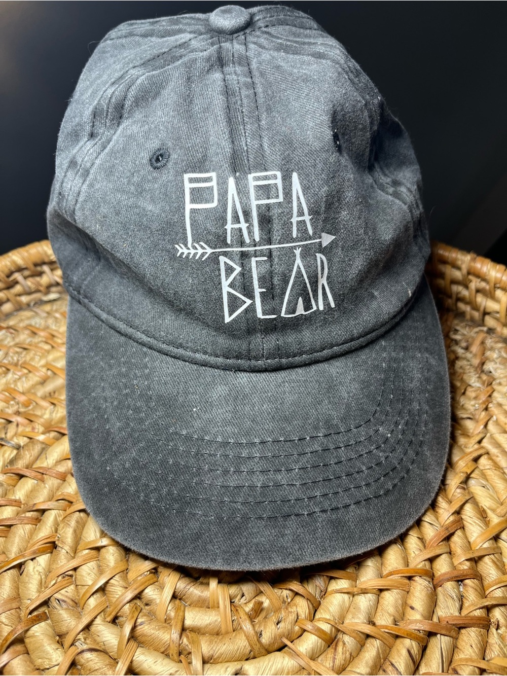Papa Bear Black Cotton Baseball Cap